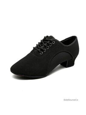 Women's Latin Ballroom Dance Shoes with Mesh Upper, Suede Sole, Cuban Heel